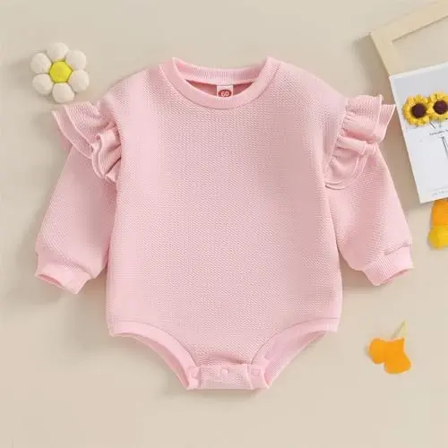 DOSYZTO Baby Boy Girl Bubble Shirt Romper Outfit Short Sleeve Summer Bodysuit Top Newborn Oversized Crewneck Jumpsuit - 3