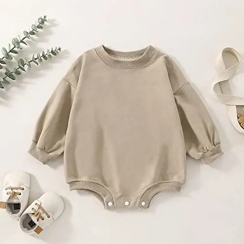 DOSYZTO Baby Boy Girl Bubble Shirt Romper Outfit Short Sleeve Summer Bodysuit Top Newborn Oversized Crewneck Jumpsuit - 2