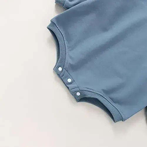 DOSYZTO Baby Boy Girl Bubble Shirt Romper Outfit Short Sleeve Summer Bodysuit Top Newborn Oversized Crewneck Jumpsuit - 6