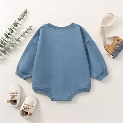 DOSYZTO Baby Boy Girl Bubble Shirt Romper Outfit Short Sleeve Summer Bodysuit Top Newborn Oversized Crewneck Jumpsuit - 3