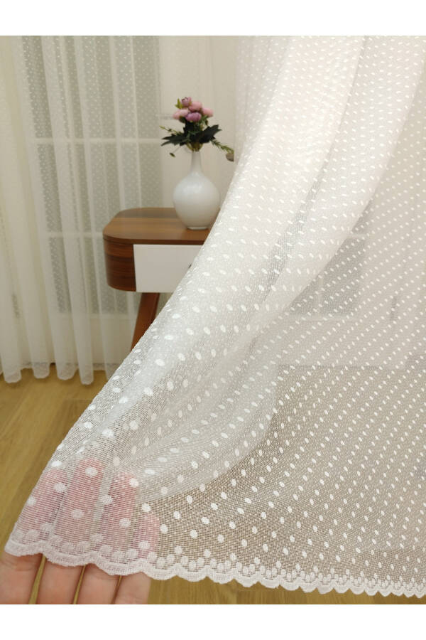 Dotted Lace Voile Curtain, 350x250, Tight Pleats, 1/3 - 1