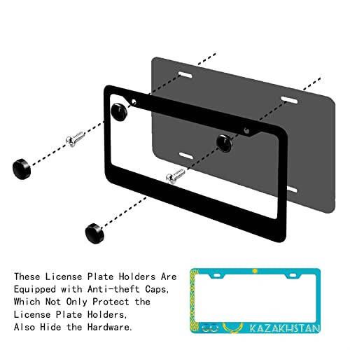 Dou_Fly Флаг Казахстана Иди Казахстан Персонализированное автомобильное украшение для американских стандартных автомобилей Рамка номерного знака Щит с черной гайкой - 3