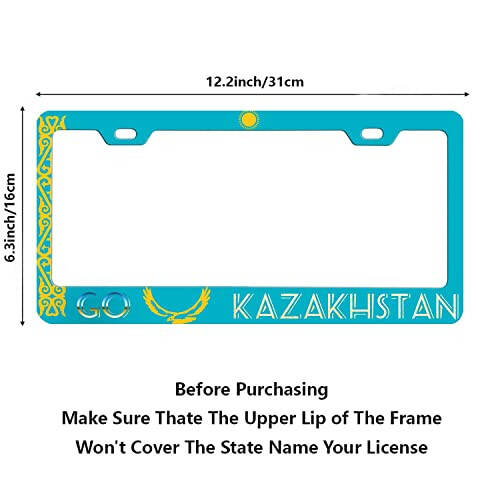 Dou_Fly Qozogʻiston Milliy Bayrogʻi Bor Qozogʻiston Shaxsiylashtirilgan Avtomobil Bezaklari Amerika Standart Avtomobillari Uchun Davlat Raqami Ramkasi Qalqoni Qora Gayka bilan - 4