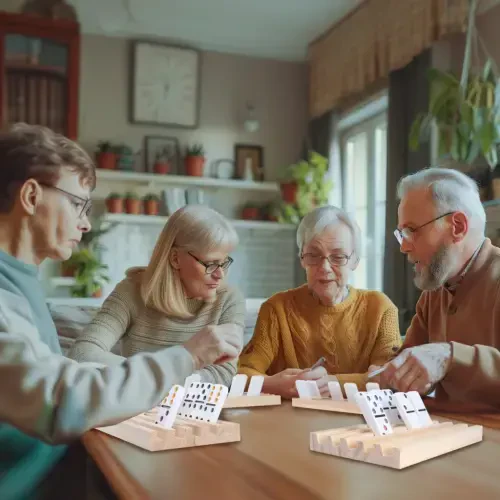 Double 6 Dominoes with 4 Wooden Trays for Adults Classic Board Games Family Game Night - 3