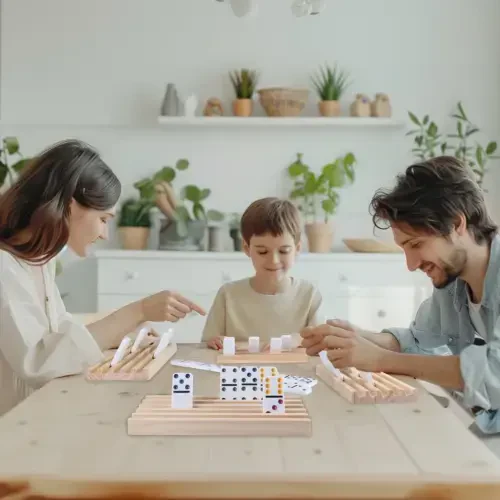 Double 6 Dominoes with 4 Wooden Trays for Adults Classic Board Games Family Game Night - 6
