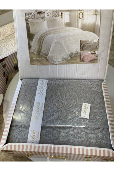 Double Bed Blanket Duvet Set in a Gift Box, Grey - 2