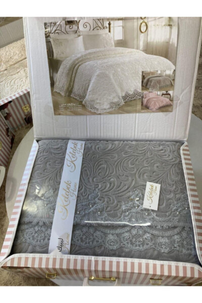 Double Bed Blanket Duvet Set in a Gift Box, Grey - 3