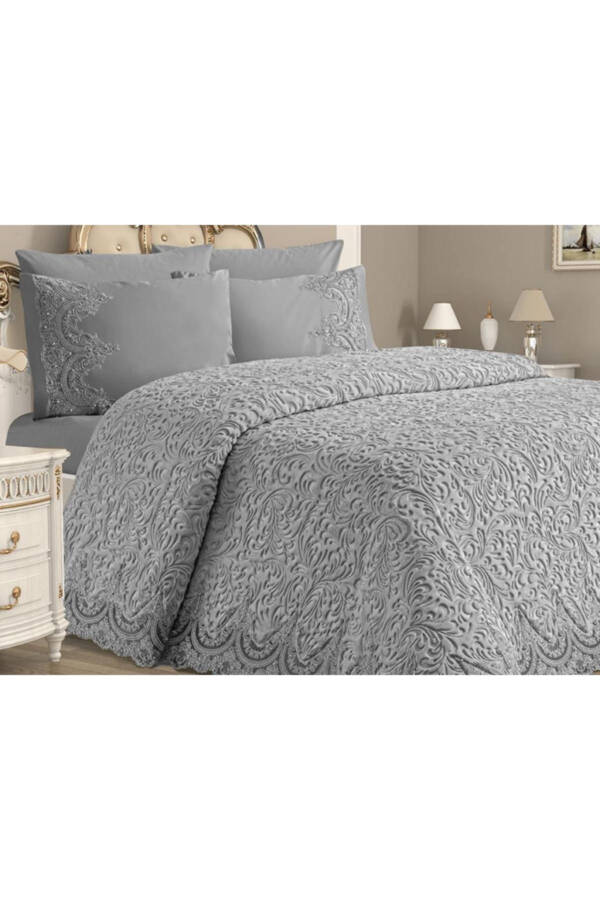 Double Bed Blanket Duvet Set in a Gift Box, Grey - 5