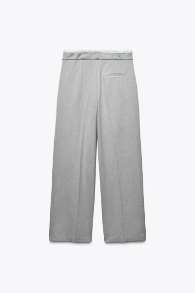 DOUBLE BELTED WIDE LEG PANTS - Grey - 3