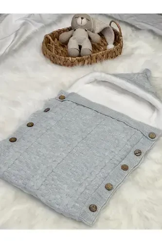 DOUBLE BRAIDED KNITTED WELLSOFT BABY SWADDLE-GRAY - 1