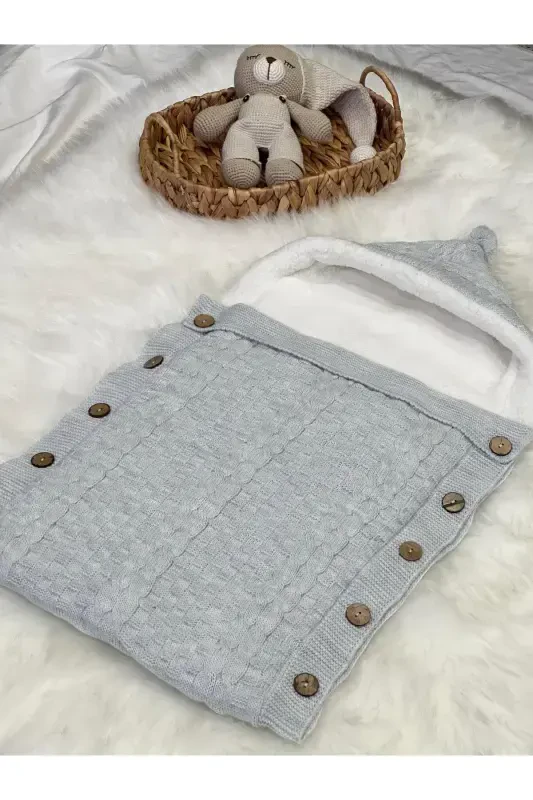 DOUBLE BRAIDED KNITTED WELLSOFT BABY SWADDLE-GRAY - 1