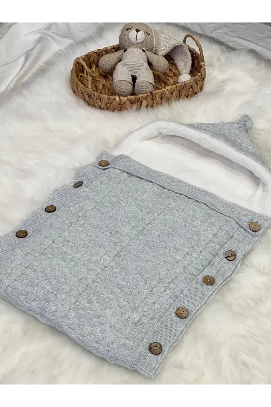 DOUBLE BRAIDED KNITTED WELLSOFT BABY SWADDLE-GRAY - 1