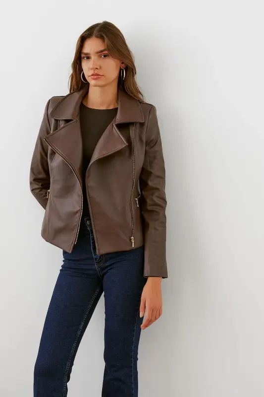 Double-Breasted Leather Jacket - URBAN FOCUS