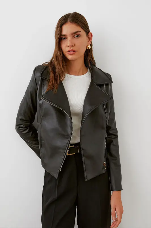 Double-Breasted Leather Jacket - 4