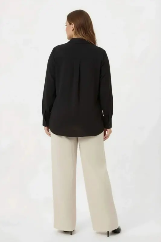 Double-Breasted Plus Size Shirt Black - 4