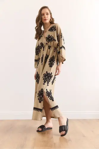 Double Breasted Waist Elasticated Maxi Slit Viscose - 4