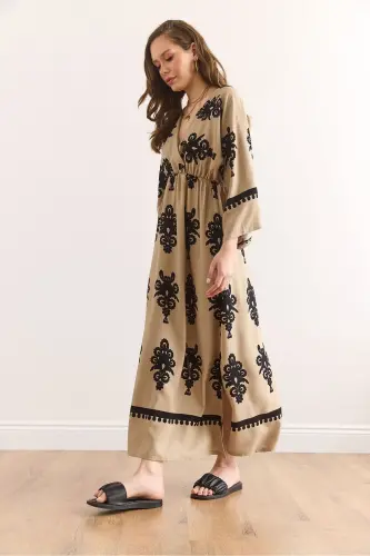 Double Breasted Waist Elasticated Maxi Slit Viscose - 5