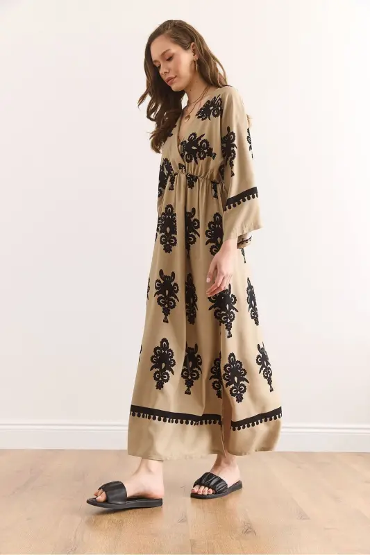 Double Breasted Waist Elasticated Maxi Slit Viscose - 5