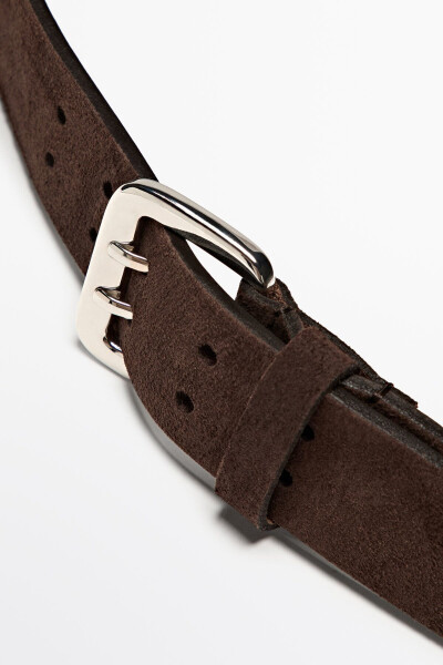 Double buckle nubuck leather belt - 2