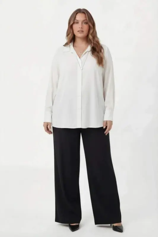Double-Button Plus Size Shirt White - 3