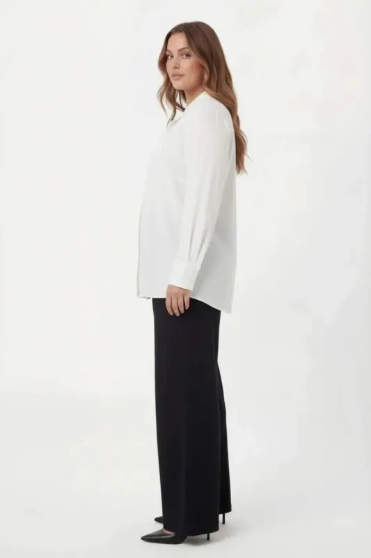 Double-Button Plus Size Shirt White - 5