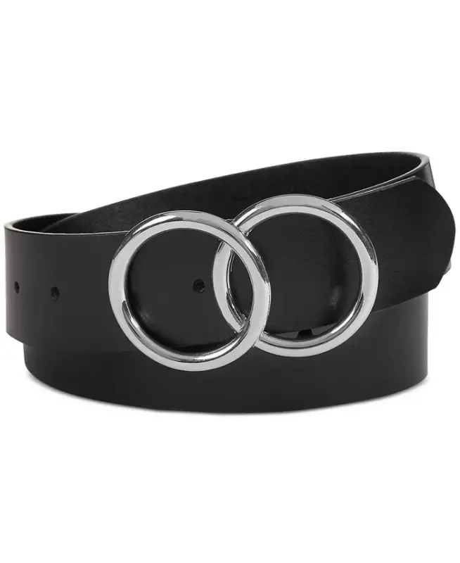 Double Circle Belt, Created for Modazone-Black/Silver - I.N.C. INTERNATIONAL CONCEPTS
