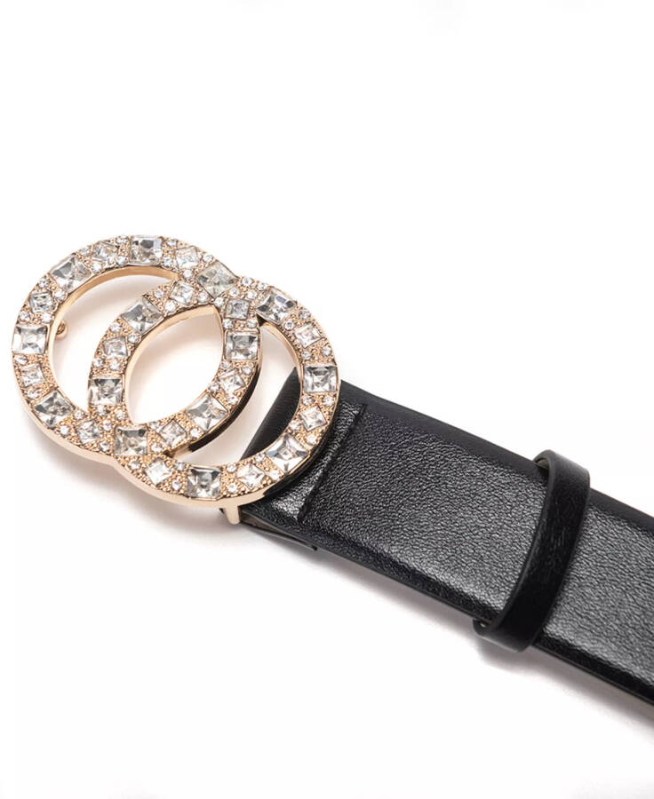 Double-Circle Rhinestone Belt, Created for Modazone Black/Silver - 12