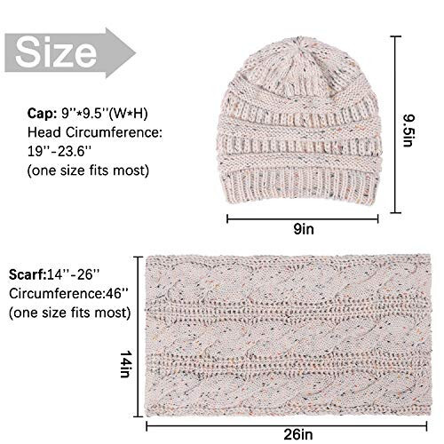 Double Couple Womens Scarf Beanie Hat Set Thick Winter Infinity Scarf Knit Scarfs for Women - 3