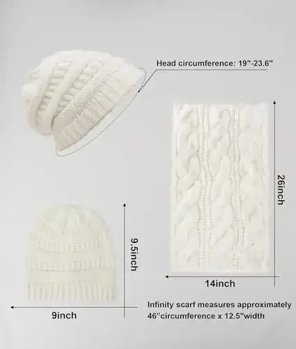 Double Couple Womens Scarf Beanie Hat Set Thick Winter Infinity Scarf Knit Scarfs for Women - 3