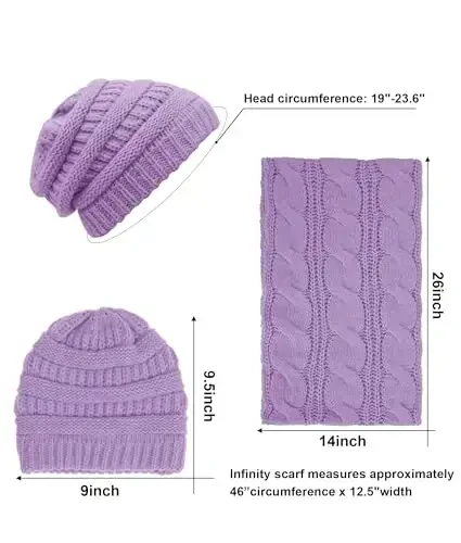 Double Couple Womens Scarf Beanie Hat Set Thick Winter Infinity Scarf Knit Scarfs for Women - 3