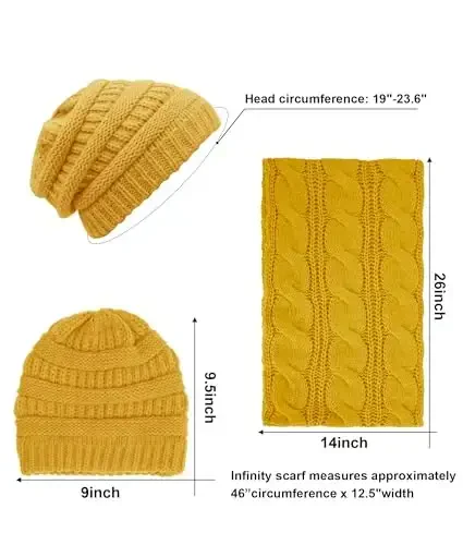 Double Couple Womens Scarf Beanie Hat Set Thick Winter Infinity Scarf Knit Scarfs for Women - 3