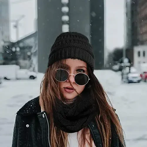 Double Couple Womens Scarf Beanie Hat Set Thick Winter Infinity Scarf Knit Scarfs for Women - 6