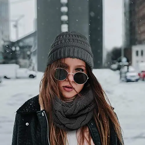 Double Couple Womens Scarf Beanie Hat Set Thick Winter Infinity Scarf Knit Scarfs for Women - 5
