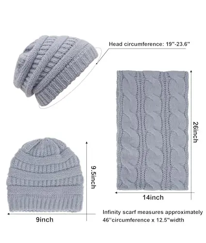 Double Couple Womens Scarf Beanie Hat Set Thick Winter Infinity Scarf Knit Scarfs for Women - 3