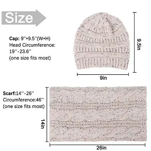 Double Couple Women's Scarf Beanie Hat Set Thick Winter Infinity Scarf Knit Scarves for Women - 3