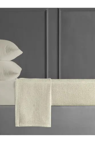 Double Cream Waffle Pique - Cotton Woven Quality Product 200x230 Cm - Summer Pique-Cream 