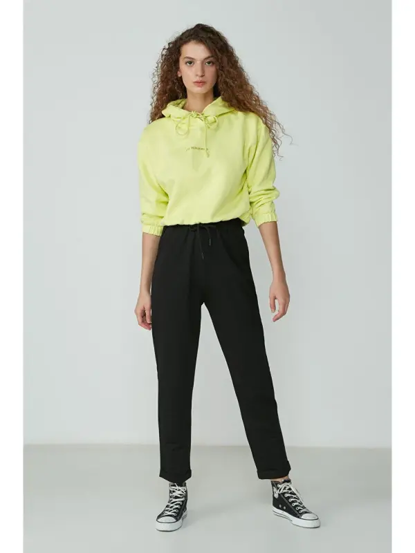 Double Cuff Sweatpants 738 Black-Black - 1