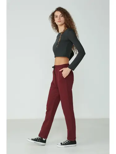 Double Cuff Sweatpants 738 Burgundy-Burgundy - 3