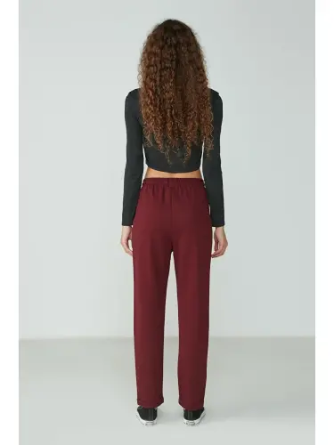 Double Cuff Sweatpants 738 Burgundy-Burgundy - 4