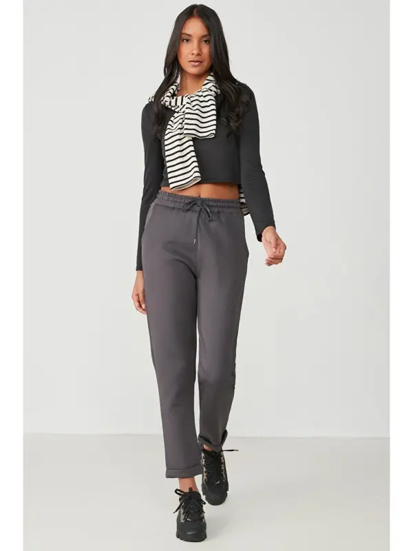 Double Cuff Tracksuit Bottoms 807 Smoke-Gray - LC WAIKIKI