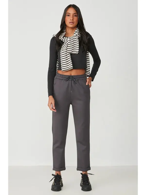 Double Cuff Tracksuit Bottoms 807 Smoke-Gray - 3