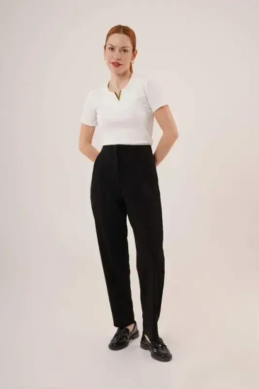 Double Dart Detailed Black Pants - 2