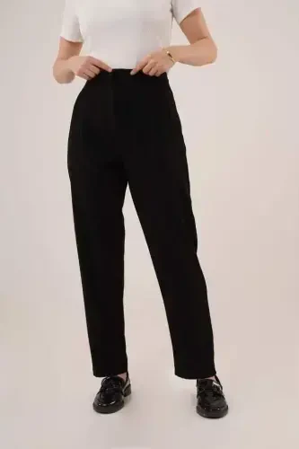 Double Dart Detailed Black Pants - 3