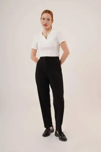 Double Dart Detailed Black Pants - BÜYÜKBEDENIZ (1)