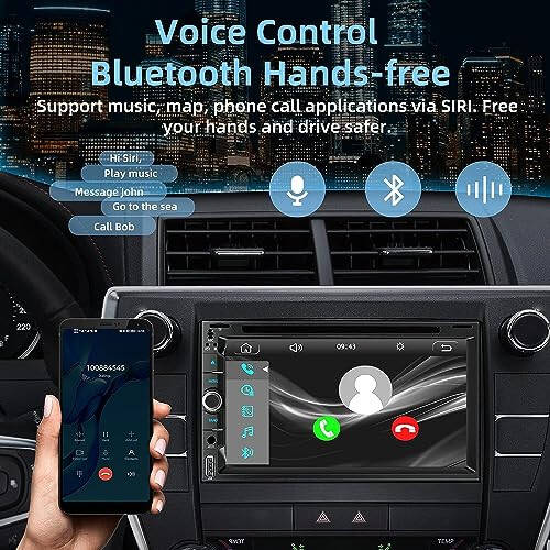 Double Din car Stereo with CD/DVD Player - CarPlay & Android Auto, Car Audio with Bluetooth, 7 Inch HD Touchscreen, Rear Camera, USB/TF/AUX, Subwoofer, AM/FM Radio Receiver - 4