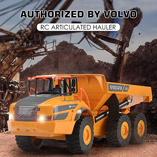 DOUBLE E Volvo RC Dump Truck Toy for Kids, Articulated Hauler, Remote Control Construction Toys Vehicles with Lights, Birthday Gifts Ideas for Boys Age 6 7 8 9 10 Year Old and up - DOUBLE (1)