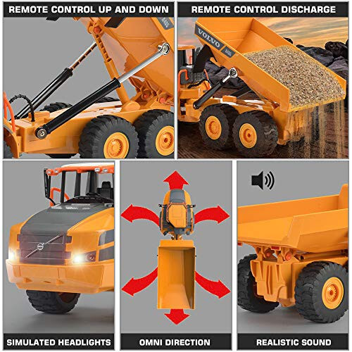 DOUBLE E Volvo RC Kamyon Oyuncak Çocuklar İçin, Eklemli Çekici, Işıklı Uzaktan Kumandalı İnşaat Oyuncak Araçlar, 6 7 8 9 10 Yaş ve Üzeri Erkek Çocuklar İçin Doğum Günü Hediye Fikirleri - 4