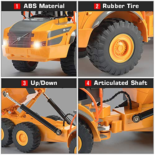 DOUBLE E Volvo RC Kamyon Oyuncak Çocuklar İçin, Eklemli Çekici, Işıklı Uzaktan Kumandalı İnşaat Oyuncak Araçlar, 6 7 8 9 10 Yaş ve Üzeri Erkek Çocuklar İçin Doğum Günü Hediye Fikirleri - 5