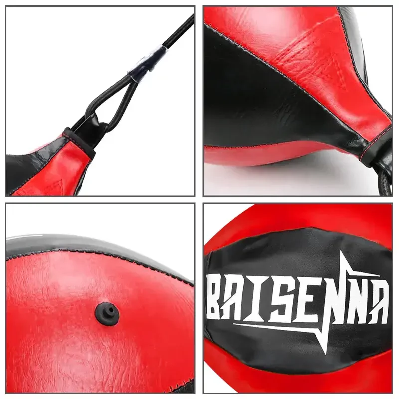 Double End Ball, EEEkit Boxing Speed Dodge Training Ball Leather Punch Bag Hanging Speed Ball for Gym Boxing Speed Training, Includes Cord, Stress Relief Exercise Equipment, Adult Teenagers - 2