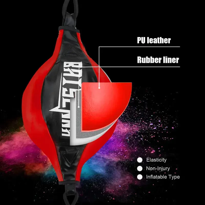 Double End Ball, EEEkit Boxing Speed Dodge Training Ball Leather Punch Bag Hanging Speed Ball for Gym Boxing Speed Training, Includes Cord, Stress Relief Exercise Equipment, Adult Teenagers - 5